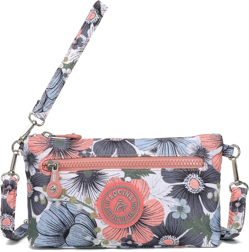 AOCINA Small Wristlet Wallet for Women RFID Blocking Crossbody Purse Gifts for Valentines Day Nylon Cell Phone Purses - Image 1